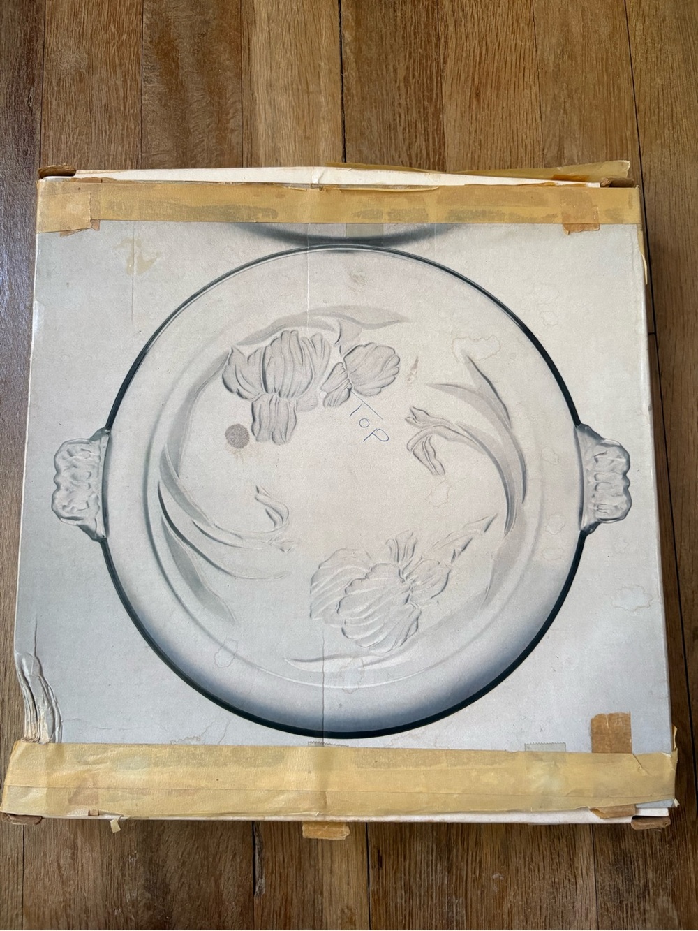 Glass Floral Serving Platter - Clear